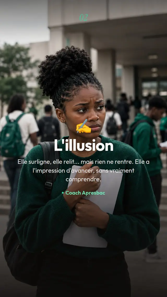 Carte : l'illusion, un étudiant surligne son cours sans vraiment comprendre