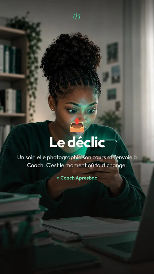 Carte : l'envoi, une étudiante photographie son cours pour l'envoyer à Coach